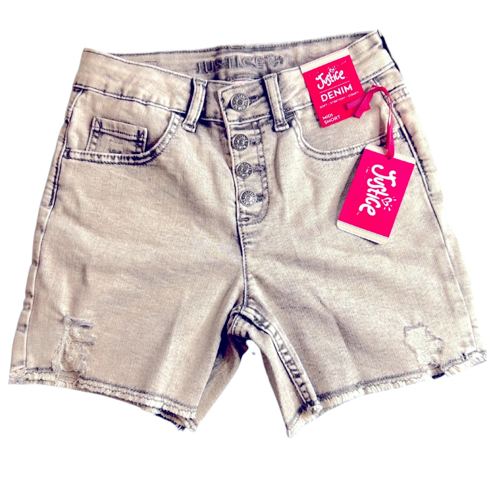 BRAND NEW! Girls Gray Justice Jean Midi Short.  Girls Size 14.  Soft & stretchy!